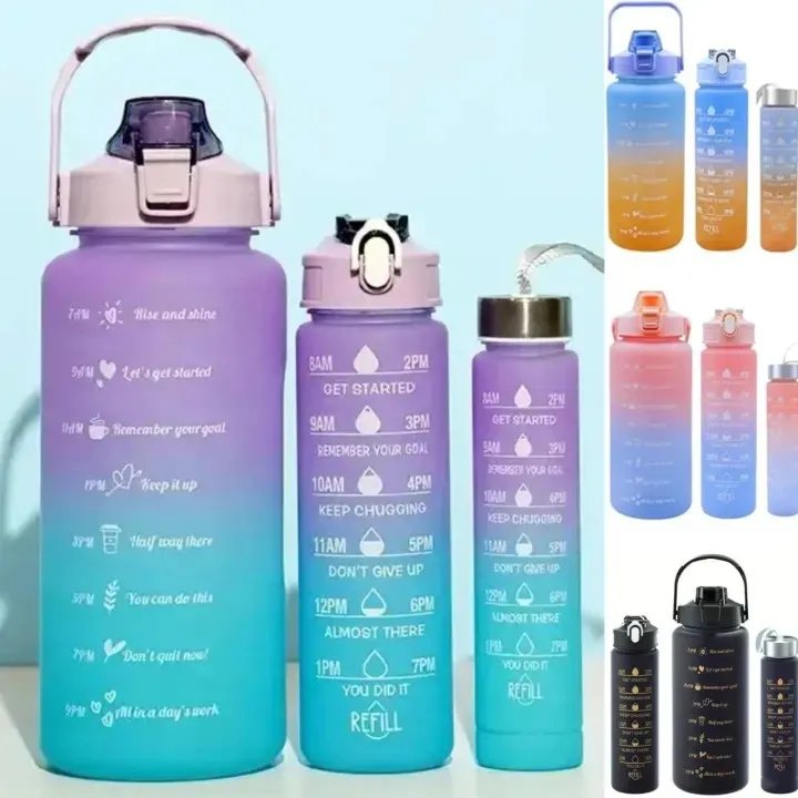 2026/06/76360-1.jpg 3pcs Water Bottle Colourful 2000ml 800ml 300ml 3 in 1 - Image 1